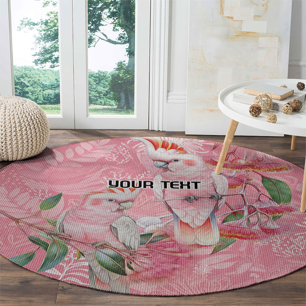 Personalised Galah Cockatoo Eucalyptus Flowers Round Carpet Australian Breast Cancer Support Spirit