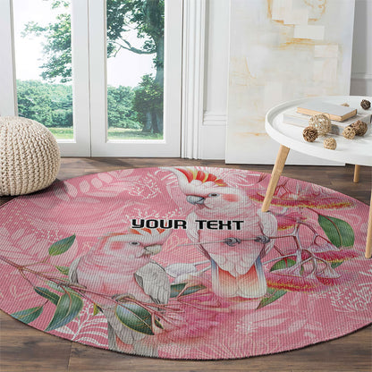 Personalised Galah Cockatoo Eucalyptus Flowers Round Carpet Australian Breast Cancer Support Spirit
