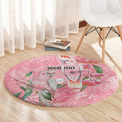 Personalised Galah Cockatoo Eucalyptus Flowers Round Carpet Australian Breast Cancer Support Spirit