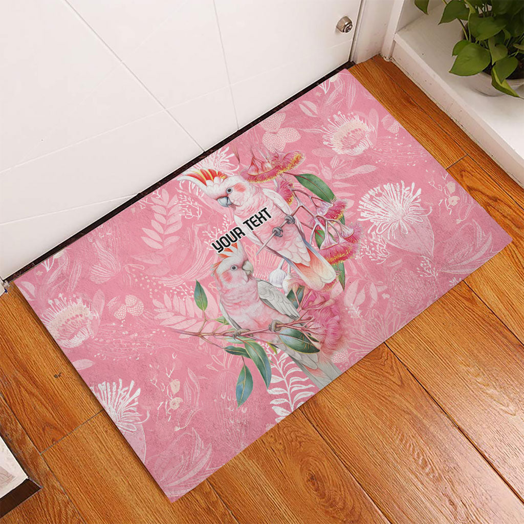 Personalised Galah Cockatoo Eucalyptus Flowers Rubber Doormat Australian Breast Cancer Support Spirit
