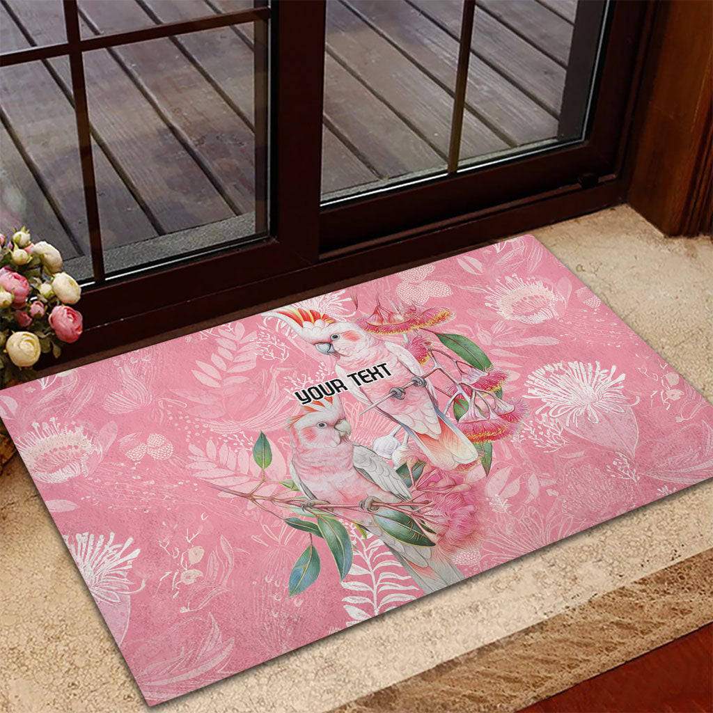 Personalised Galah Cockatoo Eucalyptus Flowers Rubber Doormat Australian Breast Cancer Support Spirit