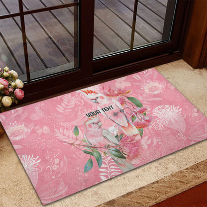 Personalised Galah Cockatoo Eucalyptus Flowers Rubber Doormat Australian Breast Cancer Support Spirit