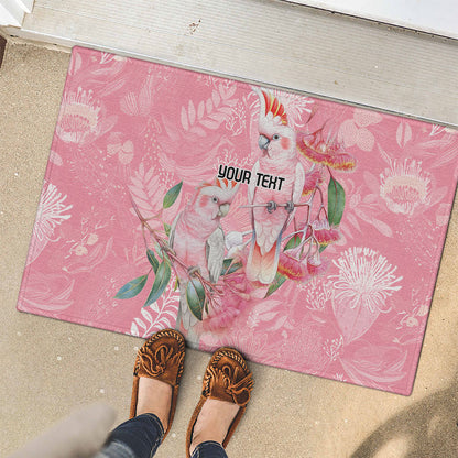 Personalised Galah Cockatoo Eucalyptus Flowers Rubber Doormat Australian Breast Cancer Support Spirit