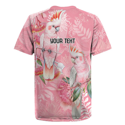 Personalised Galah Cockatoo Eucalyptus Flowers Rugby Jersey Australian Breast Cancer Support Spirit