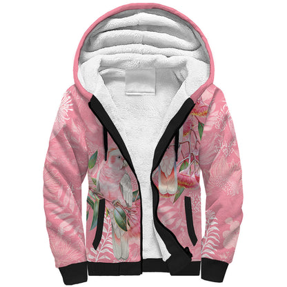 Personalised Galah Cockatoo Eucalyptus Flowers Sherpa Hoodie Australian Breast Cancer Support Spirit