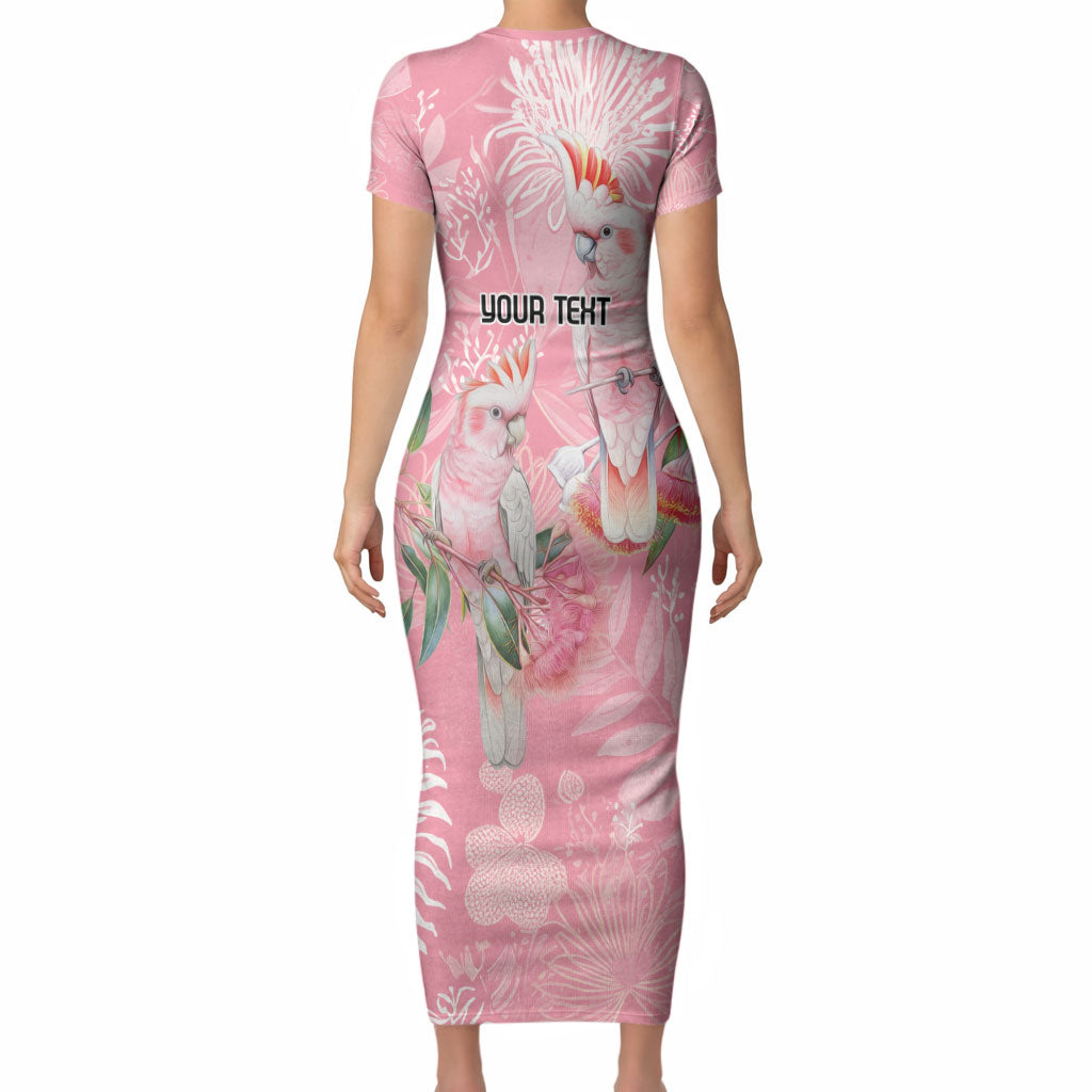 Personalised Galah Cockatoo Eucalyptus Flowers Short Sleeve Bodycon Dress Australian Breast Cancer Support Spirit