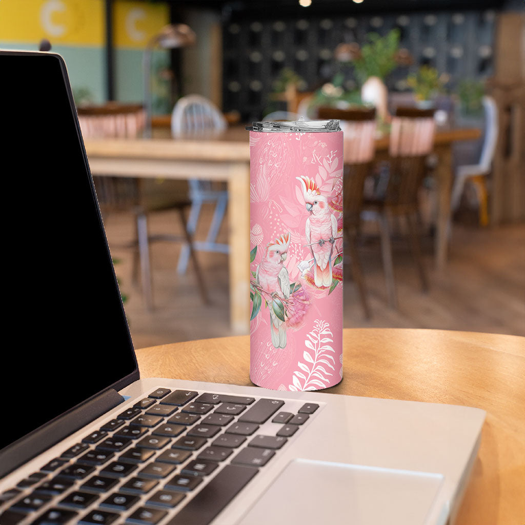 Personalised Galah Cockatoo Eucalyptus Flowers Skinny Tumbler Australian Breast Cancer Support Spirit