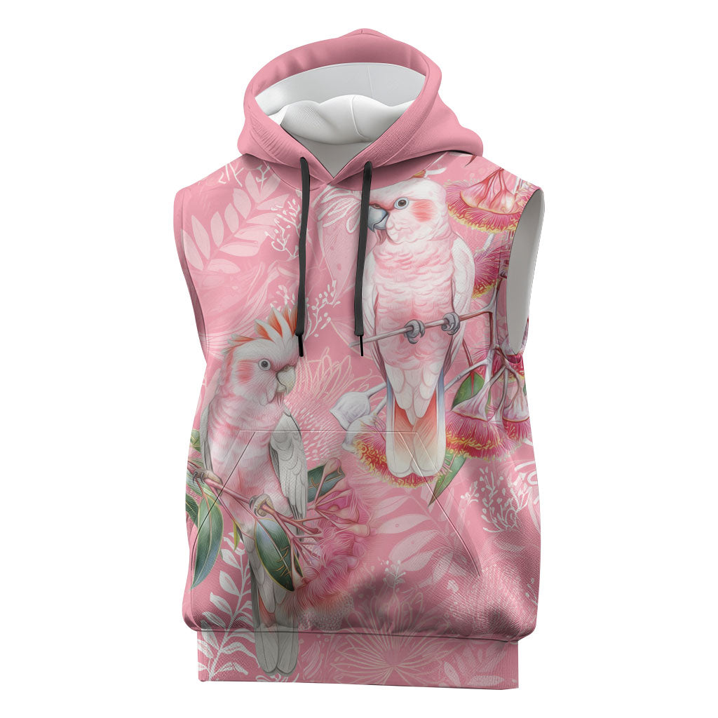 Personalised Galah Cockatoo Eucalyptus Flowers Sleeveless Hoodie Australian Breast Cancer Support Spirit