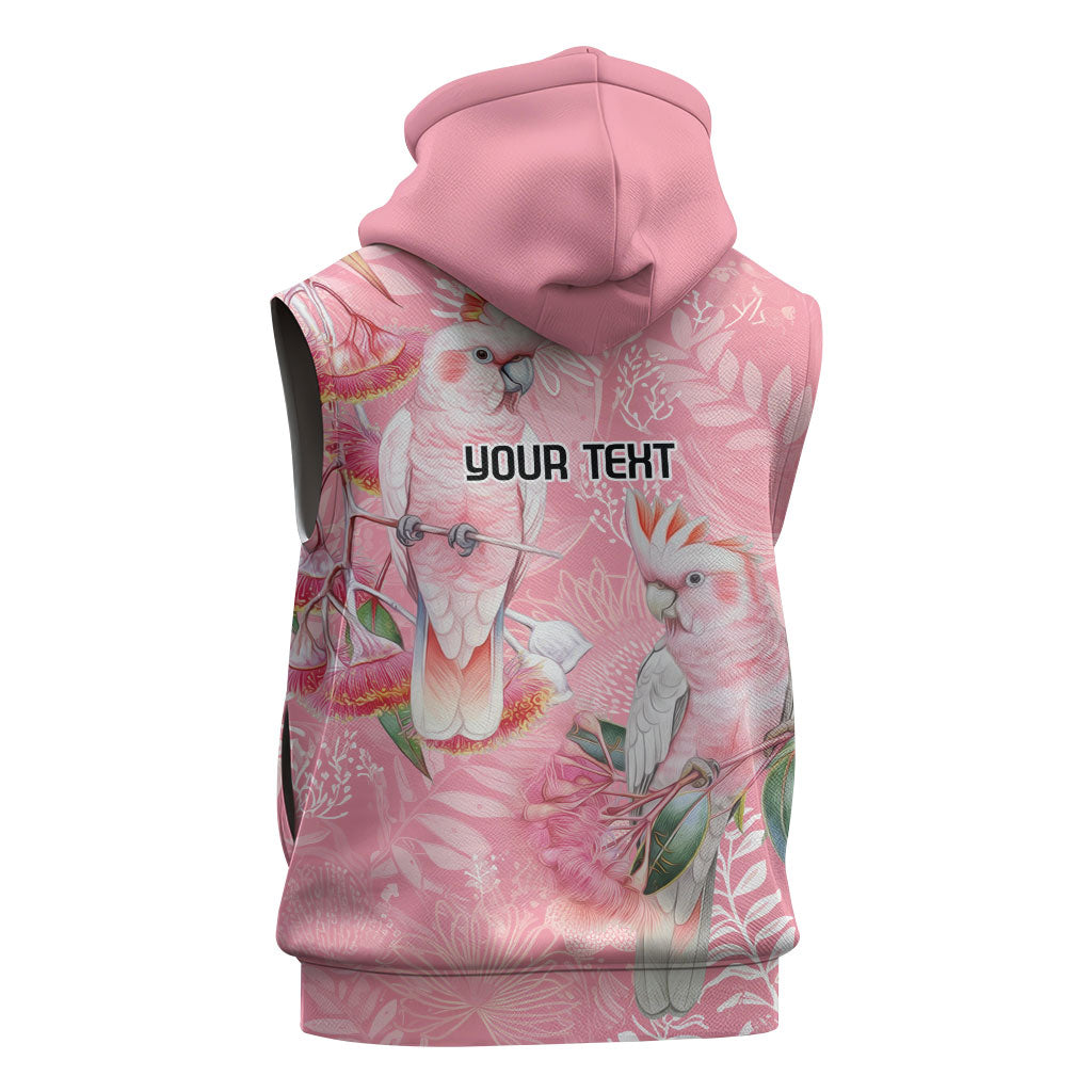 Personalised Galah Cockatoo Eucalyptus Flowers Sleeveless Hoodie Australian Breast Cancer Support Spirit