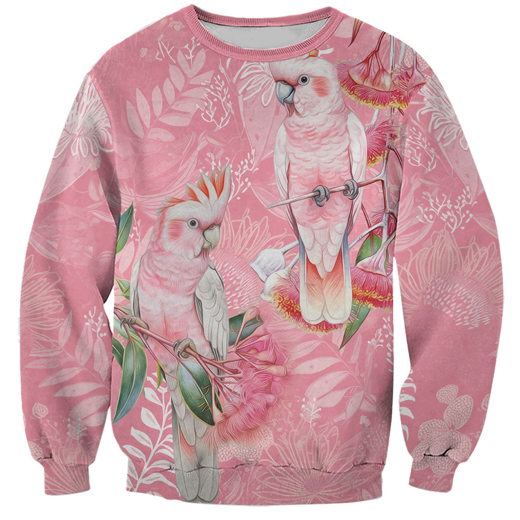 Personalised Galah Cockatoo Eucalyptus Flowers Sweatshirt Australian Breast Cancer Support Spirit