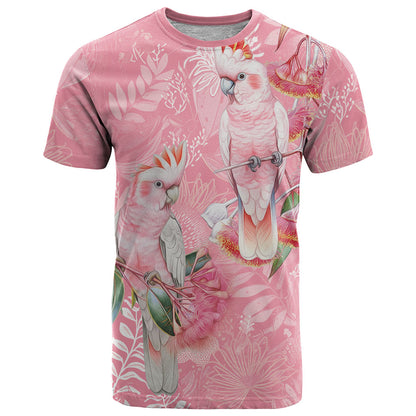 Personalised Galah Cockatoo Eucalyptus Flowers T Shirt Australian Breast Cancer Support Spirit