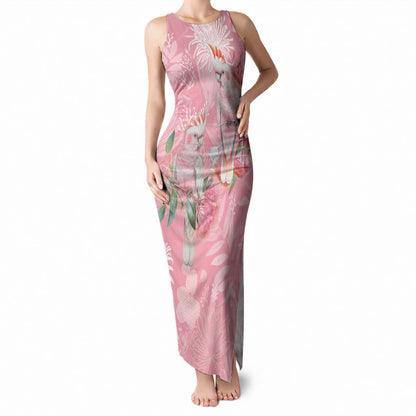 Personalised Galah Cockatoo Eucalyptus Flowers Tank Maxi Dress Australian Breast Cancer Support Spirit