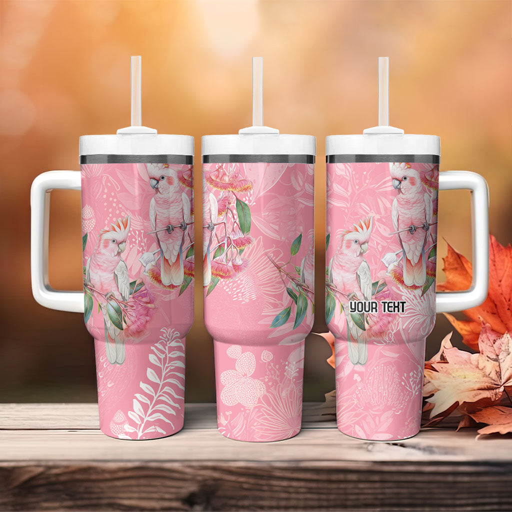 Personalised Galah Cockatoo Eucalyptus Flowers Tumbler With Handle Australian Breast Cancer Support Spirit