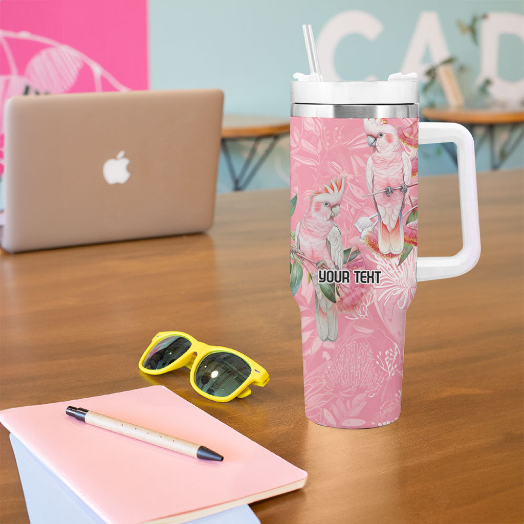 Personalised Galah Cockatoo Eucalyptus Flowers Tumbler With Handle Australian Breast Cancer Support Spirit