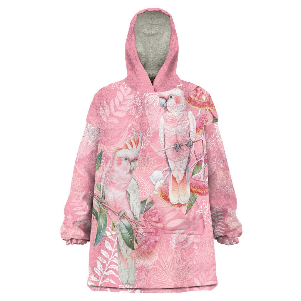 Personalised Galah Cockatoo Eucalyptus Flowers Wearable Blanket Hoodie Australian Breast Cancer Support Spirit