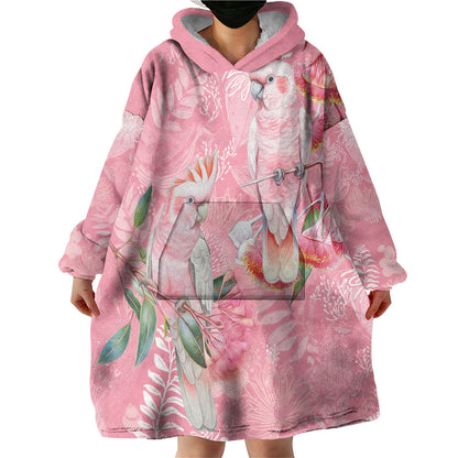 Personalised Galah Cockatoo Eucalyptus Flowers Wearable Blanket Hoodie Australian Breast Cancer Support Spirit
