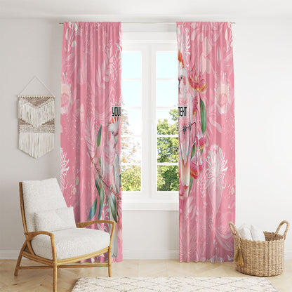 Personalised Galah Cockatoo Eucalyptus Flowers Window Curtain Australian Breast Cancer Support Spirit