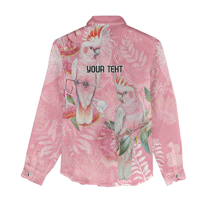 Personalised Galah Cockatoo Eucalyptus Flowers Women Casual Shirt Australian Breast Cancer Support Spirit