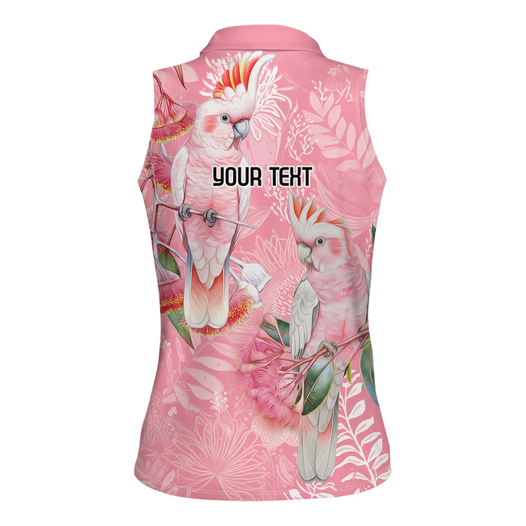 Personalised Galah Cockatoo Eucalyptus Flowers Women Sleeveless Polo Shirt Australian Breast Cancer Support Spirit