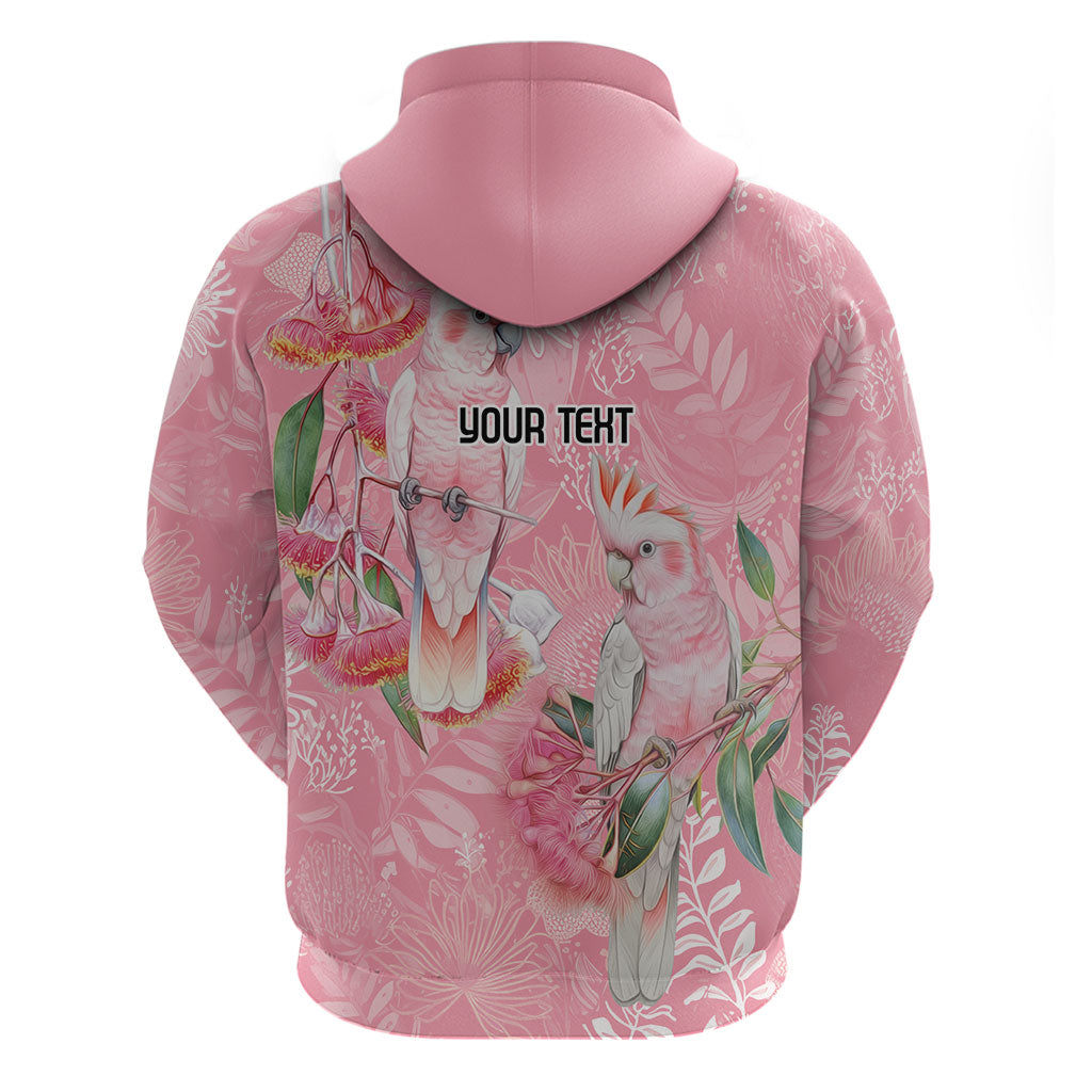 Personalised Galah Cockatoo Eucalyptus Flowers Zip Hoodie Australian Breast Cancer Support Spirit