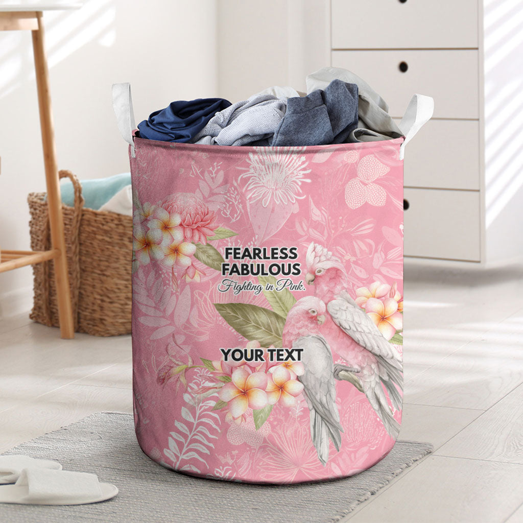 Personalised Galah Cockatoo Fighting in Pink Laundry Basket Australian Breast Cancer Support Spirit