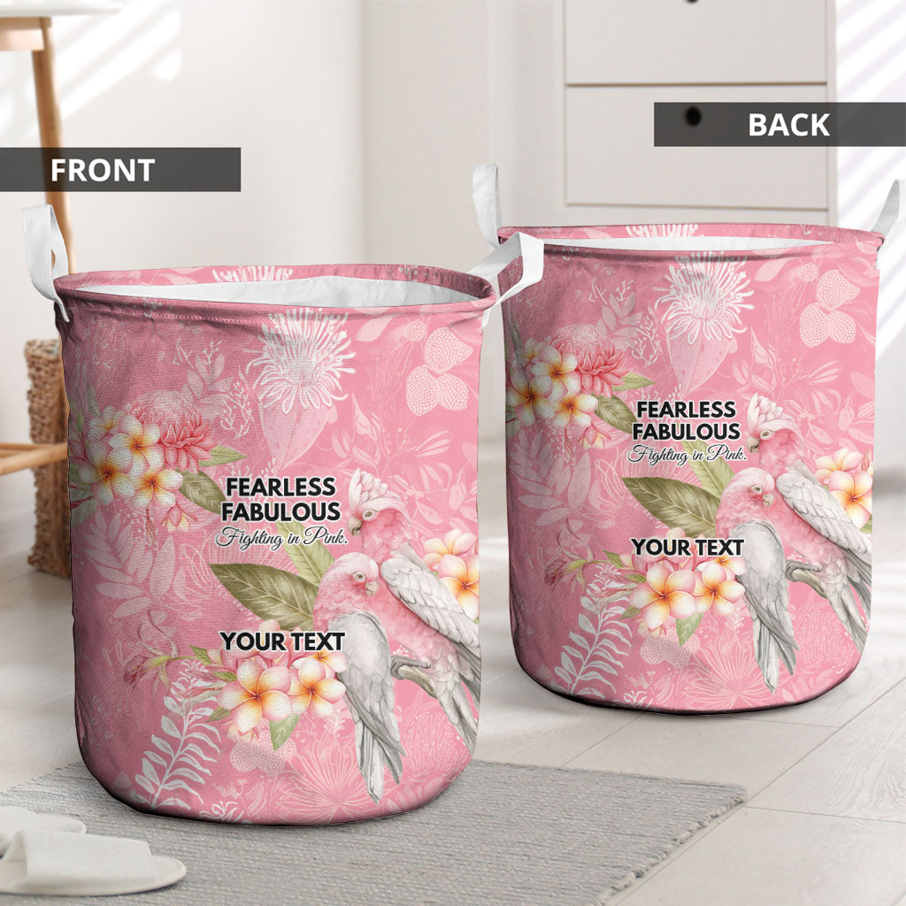Personalised Galah Cockatoo Fighting in Pink Laundry Basket Australian Breast Cancer Support Spirit