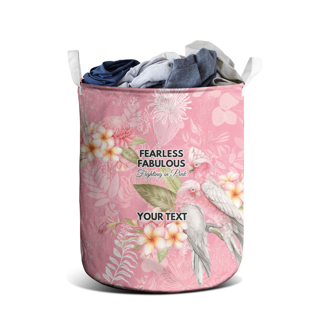 Personalised Galah Cockatoo Fighting in Pink Laundry Basket Australian Breast Cancer Support Spirit