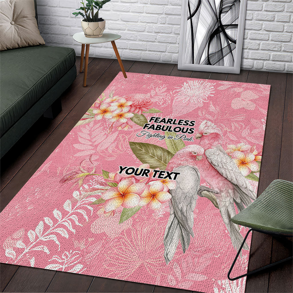 Personalised Galah Cockatoo Fighting in Pink Area Rug Australian Breast Cancer Support Spirit