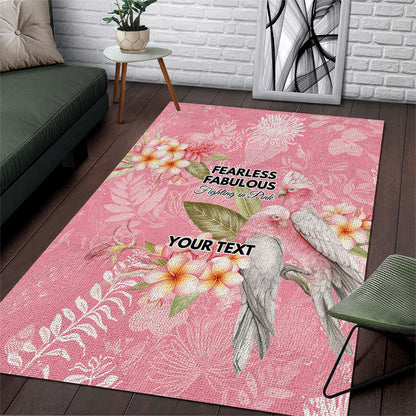 Personalised Galah Cockatoo Fighting in Pink Area Rug Australian Breast Cancer Support Spirit