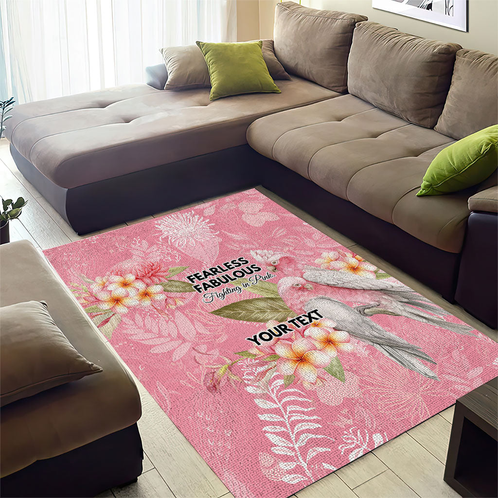 Personalised Galah Cockatoo Fighting in Pink Area Rug Australian Breast Cancer Support Spirit