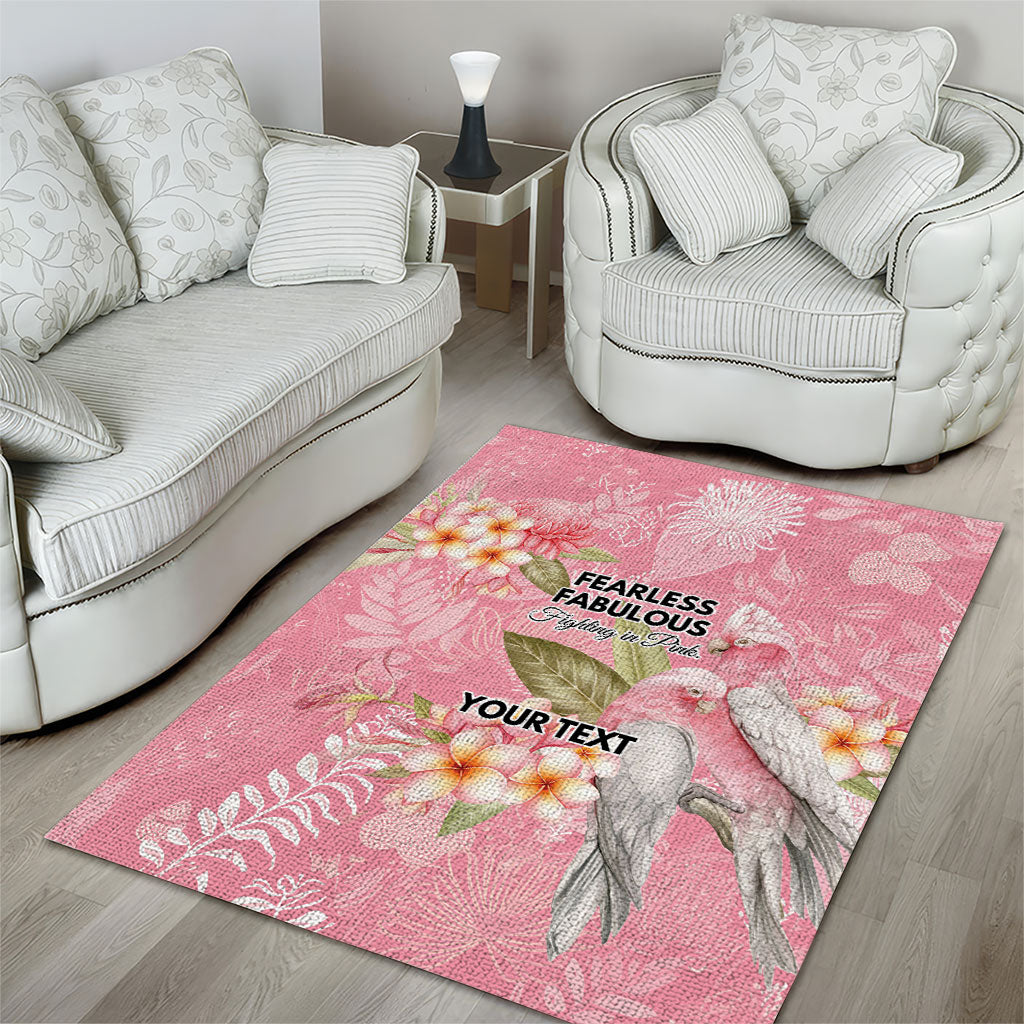 Personalised Galah Cockatoo Fighting in Pink Area Rug Australian Breast Cancer Support Spirit