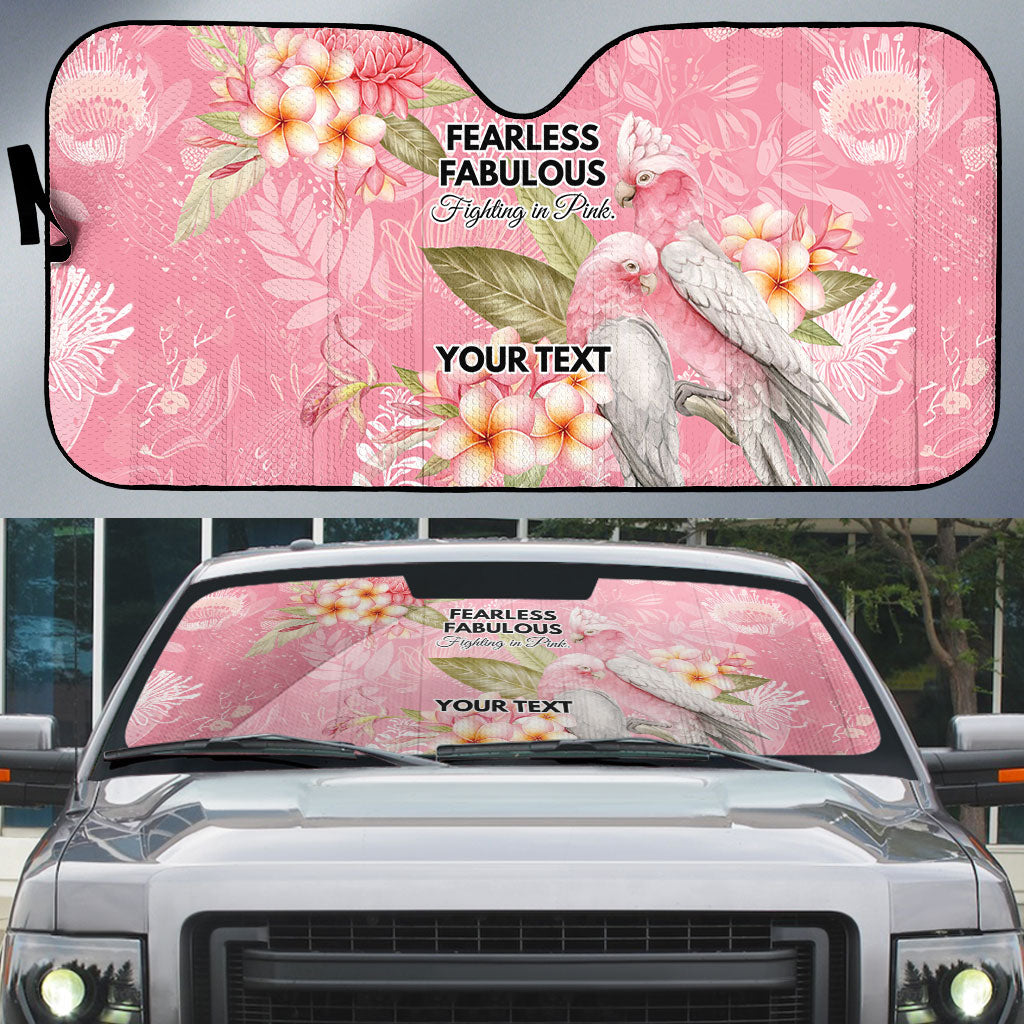 Personalised Galah Cockatoo Fighting in Pink Auto Sun Shade Australian Breast Cancer Support Spirit