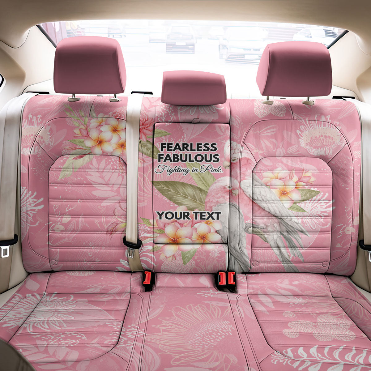 Personalised Galah Cockatoo Fighting in Pink Back Car Seat Cover Australian Breast Cancer Support Spirit