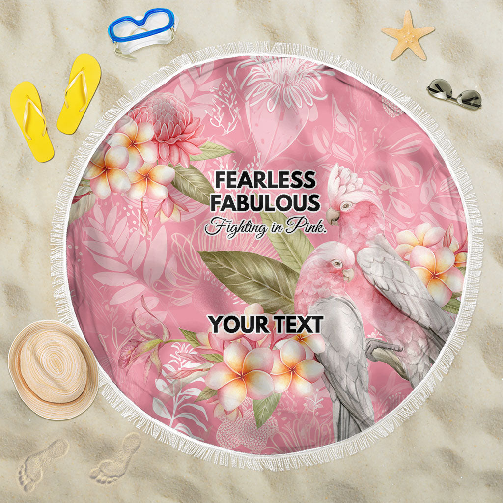 Personalised Galah Cockatoo Fighting in Pink Beach Blanket Australian Breast Cancer Support Spirit