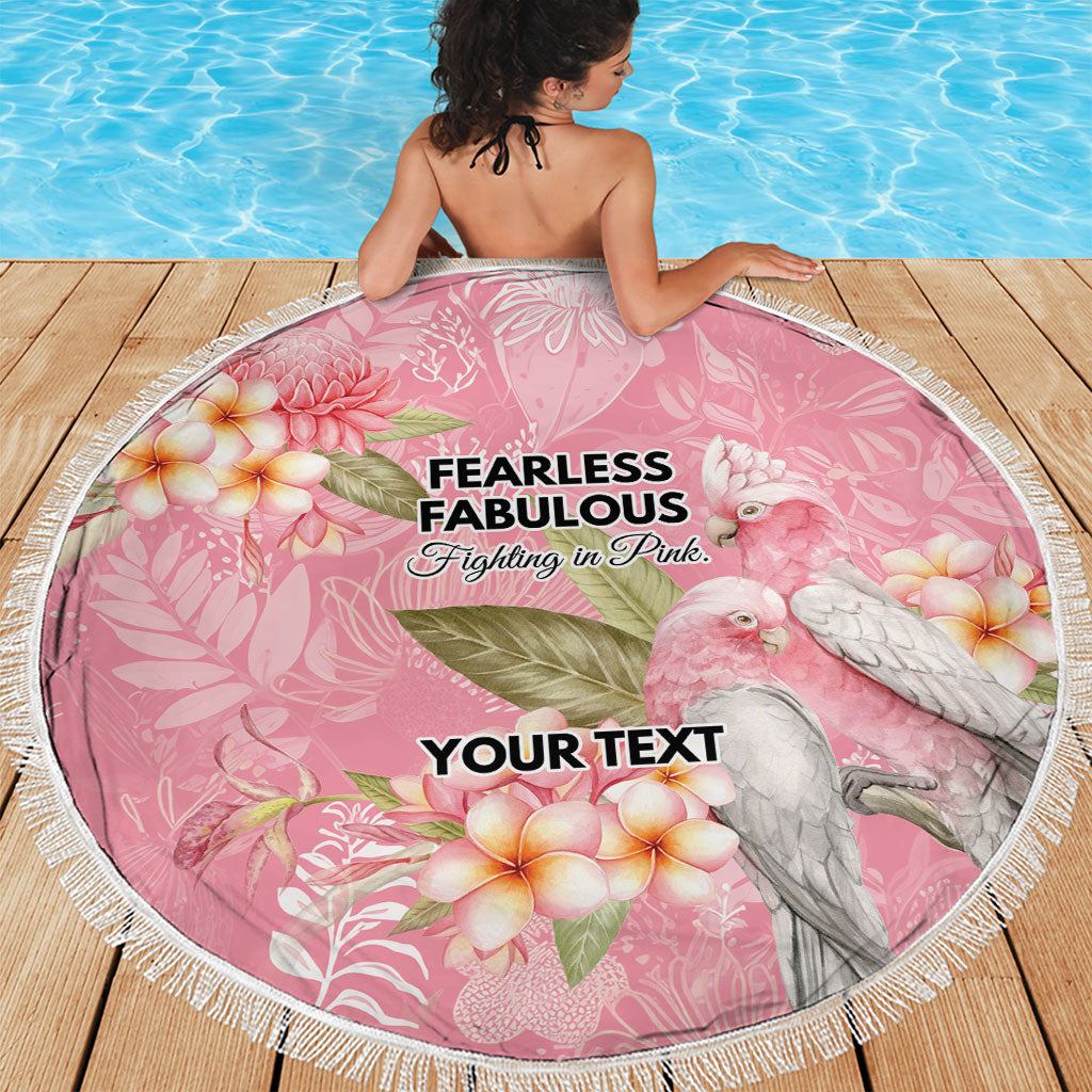 Personalised Galah Cockatoo Fighting in Pink Beach Blanket Australian Breast Cancer Support Spirit