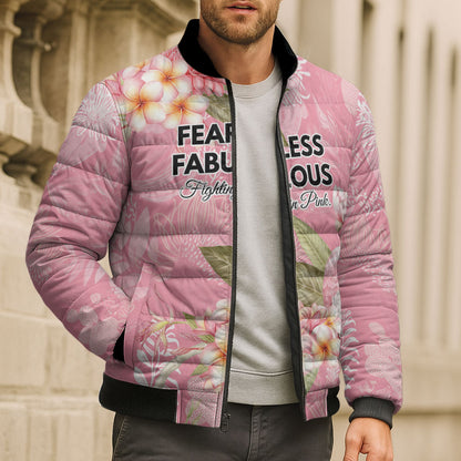 Personalised Galah Cockatoo Fighting in Pink Bomber Puffer Jacket Australian Breast Cancer Support Spirit