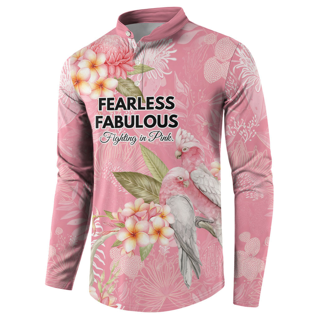 Personalised Galah Cockatoo Fighting in Pink Button Sweatshirt Australian Breast Cancer Support Spirit