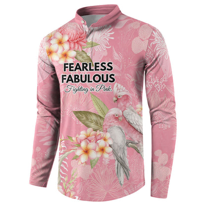 Personalised Galah Cockatoo Fighting in Pink Button Sweatshirt Australian Breast Cancer Support Spirit