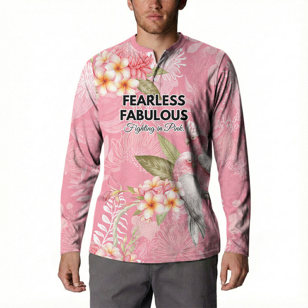 Personalised Galah Cockatoo Fighting in Pink Button Sweatshirt Australian Breast Cancer Support Spirit