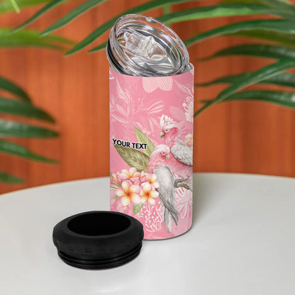 Personalised Galah Cockatoo Fighting in Pink 4 in 1 Can Cooler Tumbler Australian Breast Cancer Support Spirit