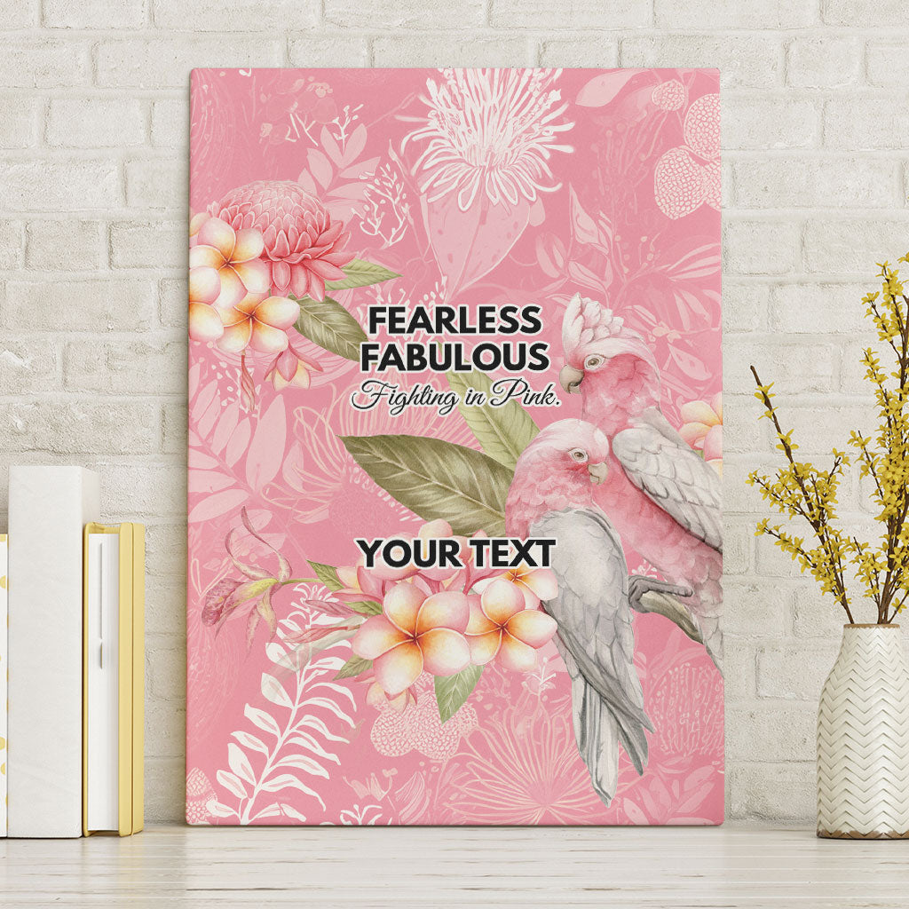 Personalised Galah Cockatoo Fighting in Pink Canvas Wall Art Australian Breast Cancer Support Spirit