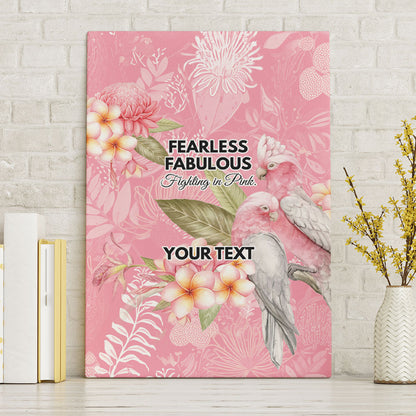 Personalised Galah Cockatoo Fighting in Pink Canvas Wall Art Australian Breast Cancer Support Spirit