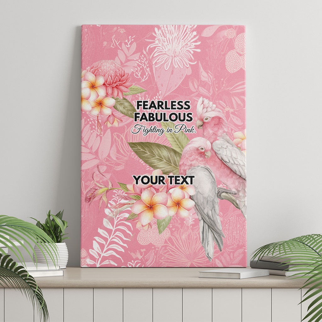 Personalised Galah Cockatoo Fighting in Pink Canvas Wall Art Australian Breast Cancer Support Spirit