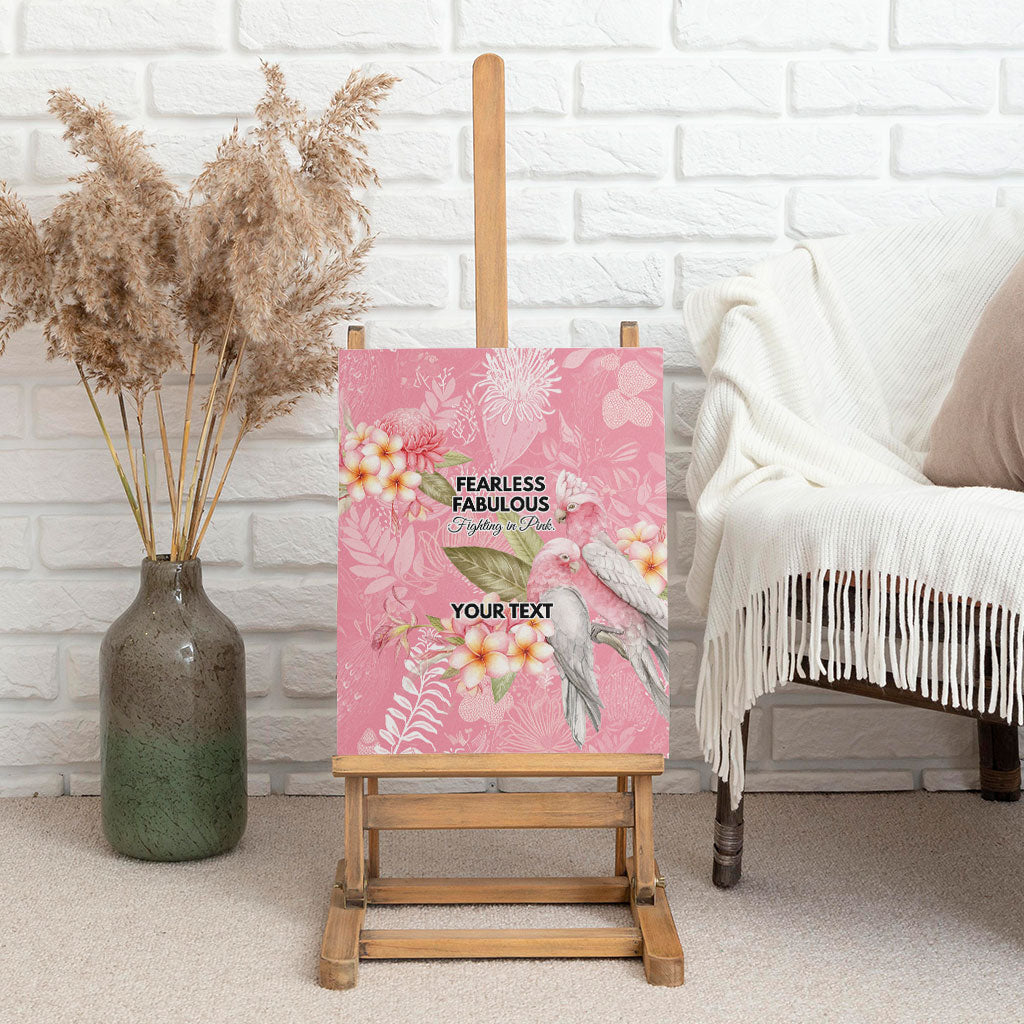 Personalised Galah Cockatoo Fighting in Pink Canvas Wall Art Australian Breast Cancer Support Spirit