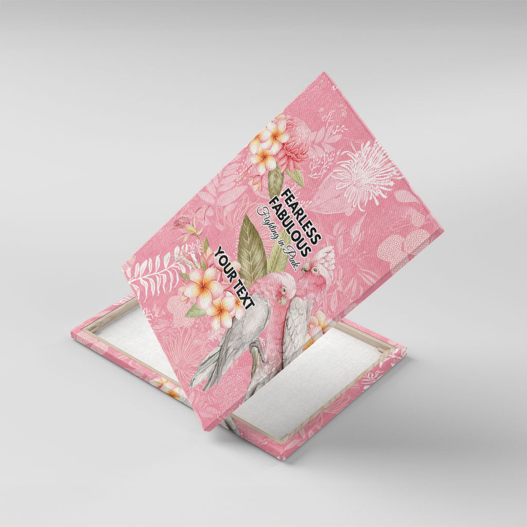 Personalised Galah Cockatoo Fighting in Pink Canvas Wall Art Australian Breast Cancer Support Spirit