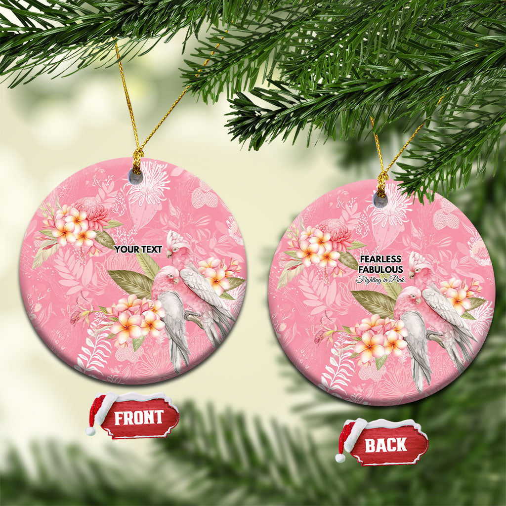 Personalised Galah Cockatoo Fighting in Pink Ceramic Ornament Australian Breast Cancer Support Spirit