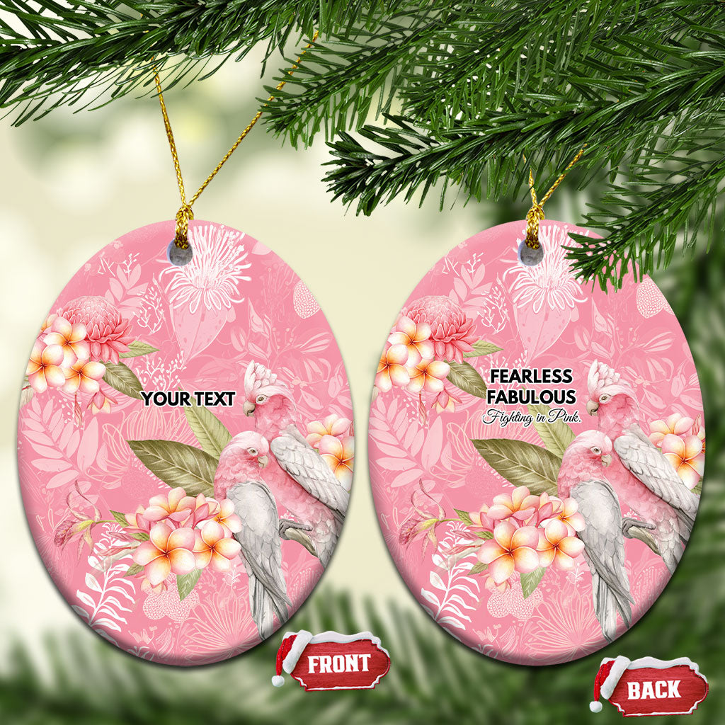 Personalised Galah Cockatoo Fighting in Pink Ceramic Ornament Australian Breast Cancer Support Spirit