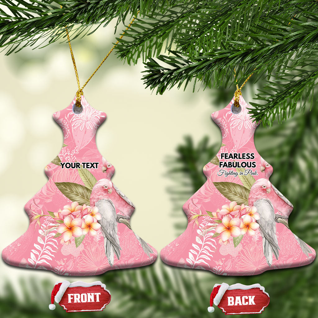 Personalised Galah Cockatoo Fighting in Pink Ceramic Ornament Australian Breast Cancer Support Spirit