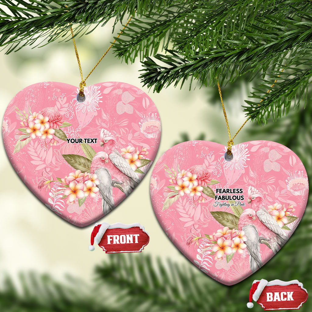 Personalised Galah Cockatoo Fighting in Pink Ceramic Ornament Australian Breast Cancer Support Spirit