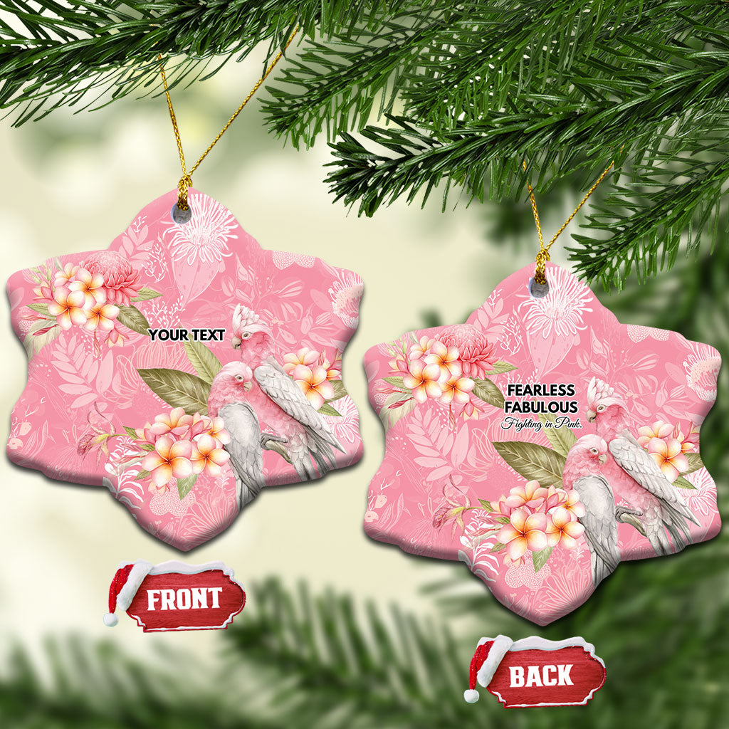 Personalised Galah Cockatoo Fighting in Pink Ceramic Ornament Australian Breast Cancer Support Spirit